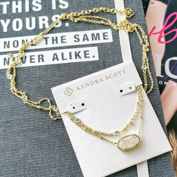 New Gold Kendra Scott Elisa Drusy Necklace - Picture 2 of 3